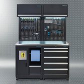 Datona® Werkplaatsinrichting PREMIUM met RVS werkblad 135 cm breed - Zwart