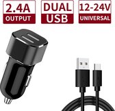 PowerCharge 2.4A Autolader USB Oplader Auto met USB-C Kabel - Sigarettenaansteker Auto Lader Adapter Dubbele USB Poort -Geschikt voor LG Bello II / Class / G3/G4/G5/G6/G7/G8/G9/K4/K40/K42/Q6/