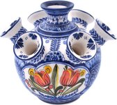 Delfts blauw tulpenvaas 7 tuiten oranje tulpen polychrome - Ceramics - Collectie M. de Wit