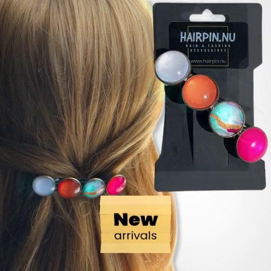 HairpinHaarspeldHaaraccessoireHairclipCabochonBlauwGroenHaarklem
