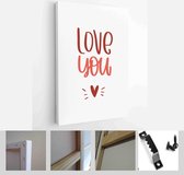 Valentines day minimalist vector card set with greeting sayings: be mine, just love, I’m yours, you are my happy place - Modern Art Canvas - Vertical - 1905986146 - 115*75 Vertical