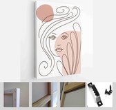 Set of creative hand painted one line abstract female portraits. Minimalist vector people icon - Modern Art Canvas - Vertical - 1899569863 - 50*40 Vertical