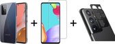 Samsung Galaxy A52s  hoesje siliconen case transparant cover - 1x Samsung A52s Screen Protector + 1x Camera Lens Screenprotector