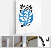 Minimalistic Watercolor Painting Artwork. Earth Tone Boho Foliage Line Art Drawing with Abstract Shape - Modern Art Canvas - Vertical - 1937929693 - 80*60 Vertical