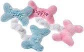 Flamingo Pluche Puppy Botjes Groot, Let Op ! Alleen De Kleur Blauw Word Geleverd ! - 10 X 10 X 10Cm