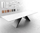 Eettafel Edge LaminamÂ® keramiek wit 300x100cm V-middenvoet zwart