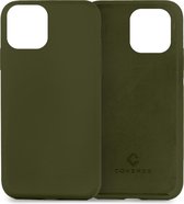 Coverzs Luxe Liquid Silicone case geschikt voor Apple iPhone 12 Pro Max - legergroen + glazen Screen Protector