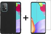 Samsung galaxy A52s hoesje zwart siliconen case hoes cover hoesjes - 1x Samsung A52s  screenprotector