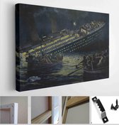 The Sinking of the Titanic the lifeboat still sailing away from the light ship on April 15, 1912, as depicted in the British Newspaper - Modern Art Canvas - Horizontal - 238070137 - 40*30 Horizontal