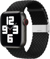 By Qubix Braided nylon bandje - Zwart - Geschikt voor Apple Watch 42mm - 44mm - 45mm - Ultra - 49mm - Compatible Apple watch bandje - smartwatch