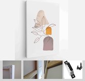Painting Wall Pictures Home Room Decor. Modern Abstract Art Botanical Wall Art. Boho. Minimal Art Flower on Geometric Shapes Background - Modern Art Canvas - Vertical - 1955005198