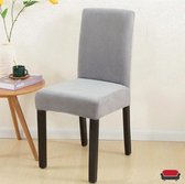 BankhoesDiscounter® Knitted Stoelhoes - Maat M - Lichtgrijs - Hoes voor uw eetkamer stoelen - Stoelhoezen eetkamerstoelen