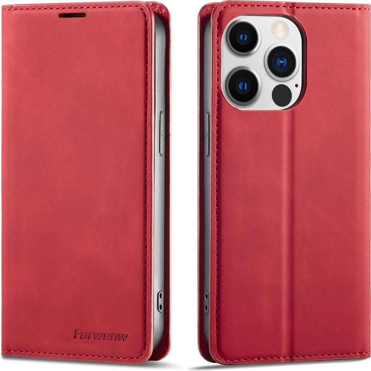 Telefoonhoesje geschikt voor Apple iPhone 13 Mini | Hoogwaardig Leren Bookcase | Portemonnee | Rood