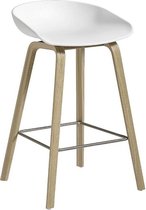 About a Stool AAS 32 - wit - lak op waterbasis - voetbank roestvrij staal - Zithoogte 65 cm