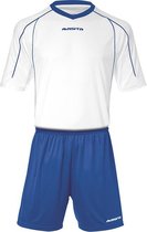 Masita | Sportshirt Heren & Dames Korte Mouw - Striker - Licht Elastisch Polyester Ademend Vocht Regulerend - WHITE/ROYAL BLU - 140