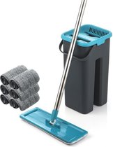 Wate® Zelfreinigende Vloermop - Mopset - Mop Met Emmer - Schoonmaakset - Dweil - Vloerwisser - Dweilset + 6 Microvezeldoekjes