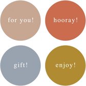 Sluitsticker – Sluitzegel – Enjoy / For You / Hooray / Gift | Blauw – Oranje – Beige - Wit | Envelop sticker | Trouwkaart – Geboortekaart | Cadeau - Gift - Traktatie | Chique inpakken | DH Collection