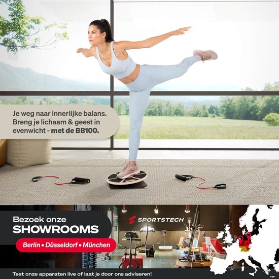 Planche D’équilibre Sportstech BB100 En Bois – Niveau à Bulle Intégré, Power Ropes Incluses, Fitness à La Maison, Proprioception Et Rééducation