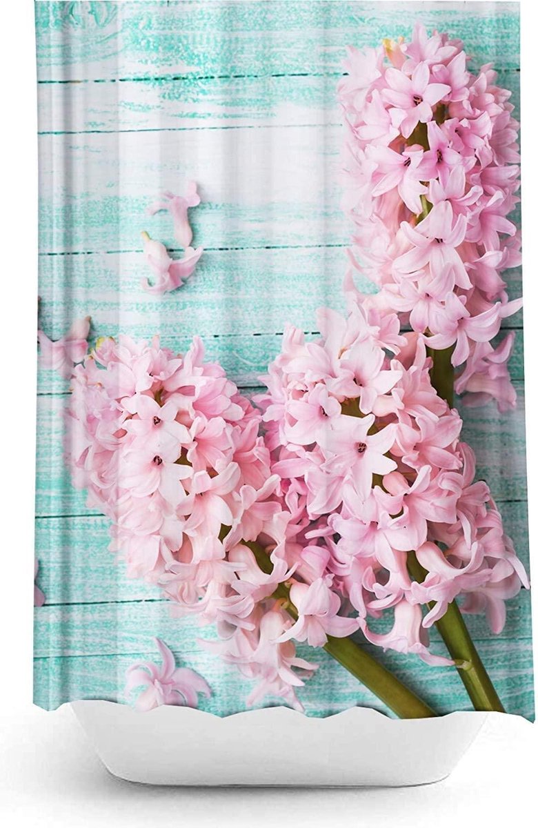 Zethome Lilac - Douchegordijn 180x200 cm - Bloemenpatroon - Digitale Print - Badkamer Gordijn - Shower Curtain - Waterdicht - Sneldrogend en Anti Schimmel -Wasbaar - Duurzaam