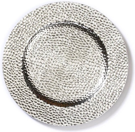 1x stuks kaarsenborden/onderborden zilver glimmend 33 cm – Kaarsenbord/onderzet bord voor kaarsen