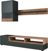 Meubella - Wandmeubel Rick - Groen - Eiken