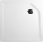 Schulte douchebak 80x80 cm, vierkant en extra vlak 3,5 cm, Sanitair acryl alpine wit, inclusief waterafvoer en pootjes