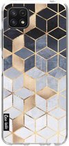 Casetastic Samsung Galaxy A22 (2021) 5G Hoesje - Softcover Hoesje met Design - Soft Blue Gradient Cubes Print