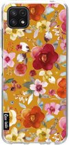 Casetastic Samsung Galaxy A22 (2021) 5G Hoesje - Softcover Hoesje met Design - Flowers Mustard Print