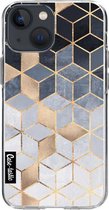Casetastic Apple iPhone 13 mini Hoesje - Softcover Hoesje met Design - Soft Blue Gradient Cubes Print