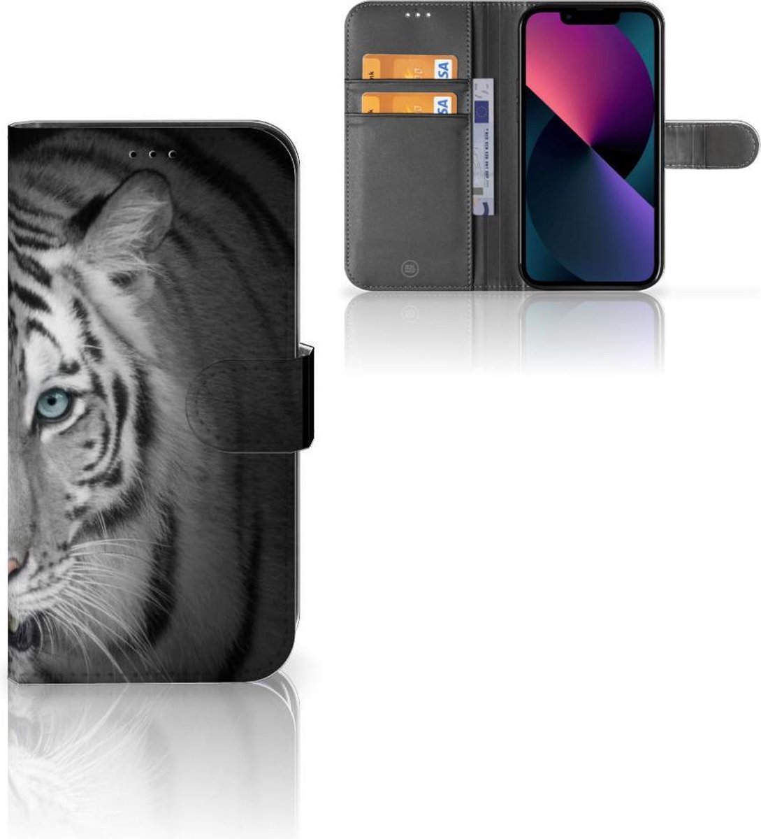 Apple iPhone 13 Telefoonhoesje met Pasjes Tijger