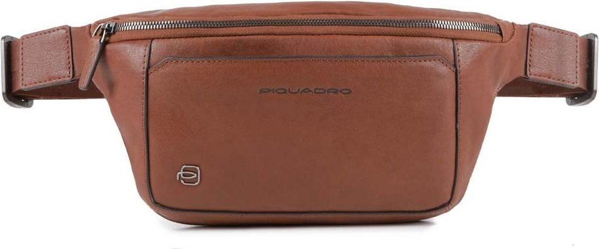 Piquadro Black Square Bum Bag iPad Tobacco Leather