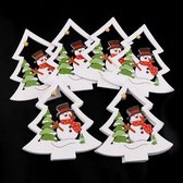 Houten Kerst Hangers Wit Kerstboom (10 stuks)