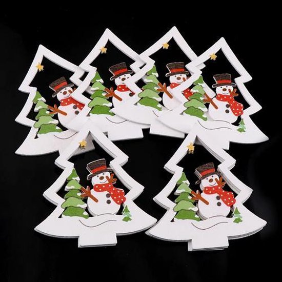 Houten Kerst Hangers Wit Kerstboom (10 stuks) bol