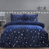 Super zachte fleece dekbedovertrek stars navy / Lits-jumeaux