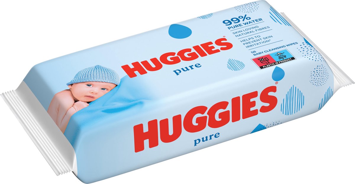 Huggies Lot de 3 paquets lingettes bébé Pure - x56 unités à prix