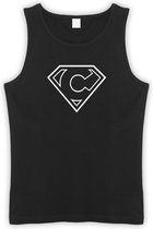 Zwarte Tanktop met letter C “ Superman “ Logo print Wit Size XL