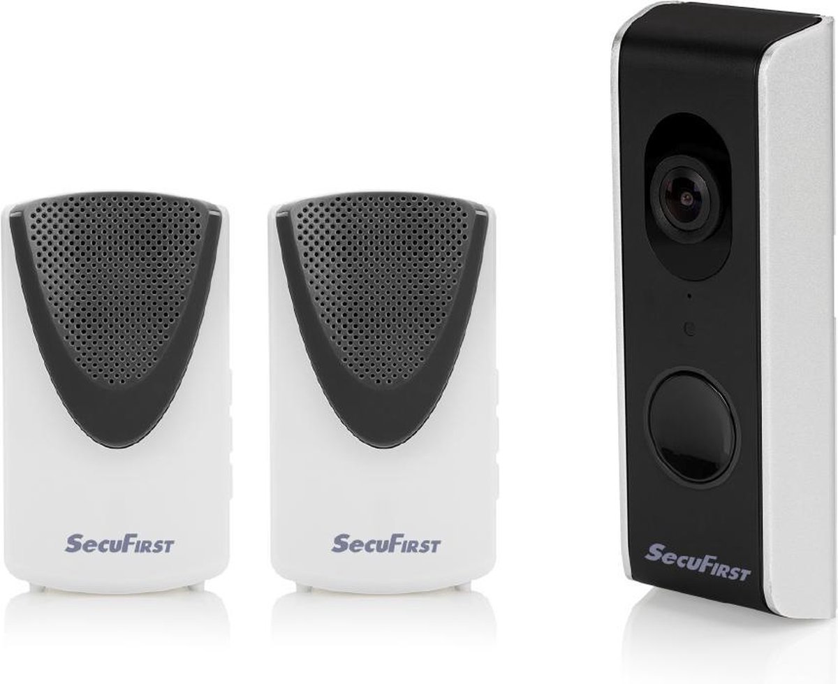 SecuFirst DID701B+ Slimme Video deurbel met camera met 2 draadloze gongen Zwart Grijs - 1080P