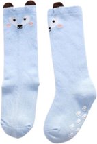 Baby- ,peuter-, lange-, kniesokken - stevige antislip sokken - set van 2 paar - 1-3 jaar/ maat M - Brown and blue - jongen