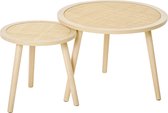 Nancy's Green Rock Set van 2 Salontafel - Bruin - Gefabriceerd Hout, Rotan - 15,74 cm x cm x 15,74 cm