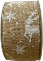 decoratieband rendier print unisex 2 meter beige