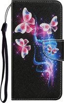 Zwart vlinders agenda book case hoesje Telefoonhoesje geschikt voor Samsung Galaxy A22 5G