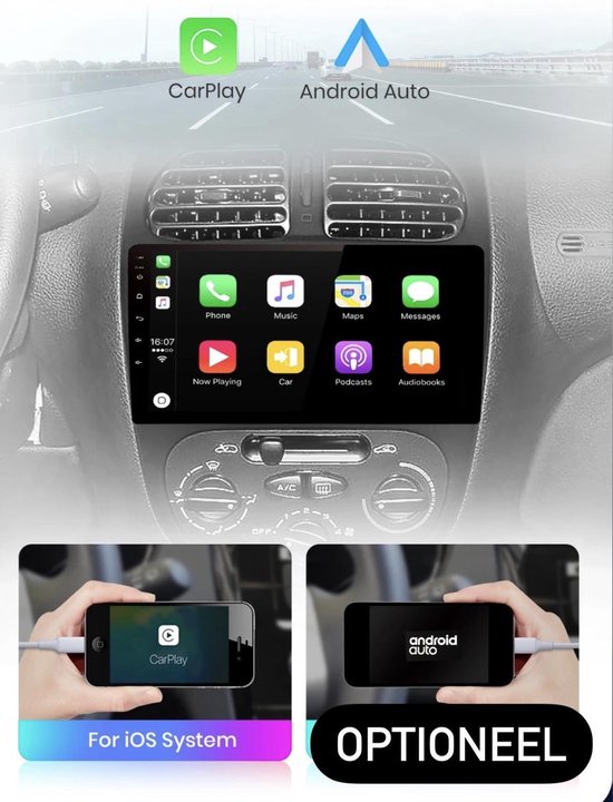 CarPlay Peugeot 206 Android 10 navigatie Bluetooth USB WiFi 1+16gb  navigatie en... | bol.com