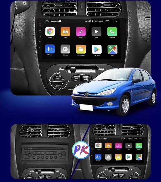 KIT Autoradio multimédia USB/Bluetooth Peugeot 206 
