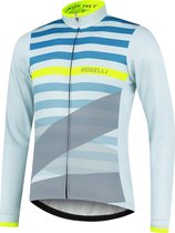 Rogelli Stripe Fietsshirt Lange Mouw - Wielershirt Heren - Grijs/Groen/Fluor - Maat 2XL