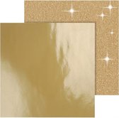 dubbelzijdig designpapier glitter/lak goud 30,5 cm 2 vellen