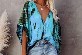 Tie-dye Dames Blouse – Maat L – Blauw