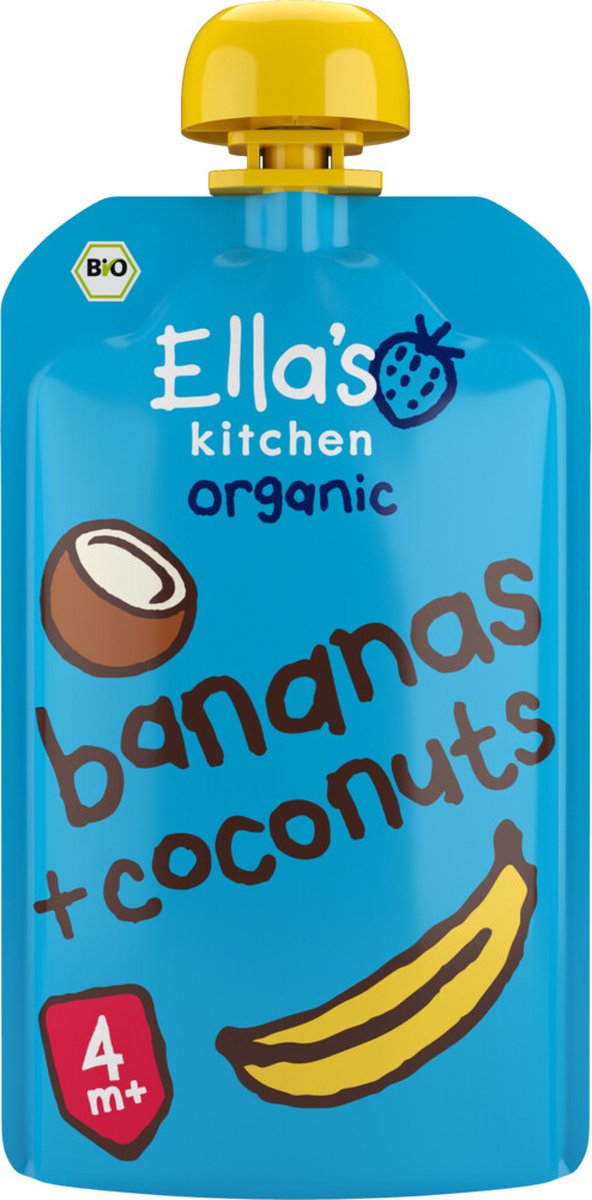 Ella's kitchen Knijpzakje 4+ m Banaan Kokos 120 gr - 7x 120 gr - Voordeelverpakking
