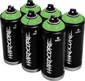 MTN Hardcore Light Green - groene spuitverf - 6 stuks - 400ml hoge druk en glossy afwerking