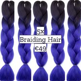 Braiding Hair Braids Hair vlechthaar vlechtharen 5 pakken Tangle Free Ombré Zwart Blauw
