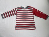petit bateau , jongens, t-shirt lange mouw , streep rood  /grijst , 1 jaar 74